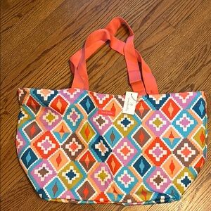 Vera Bradley Red and Pink Geometric Tote Bag